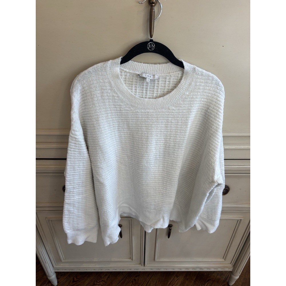 Iro Oversized White Crew Neck Sweater Small‎ Knit Ribbed